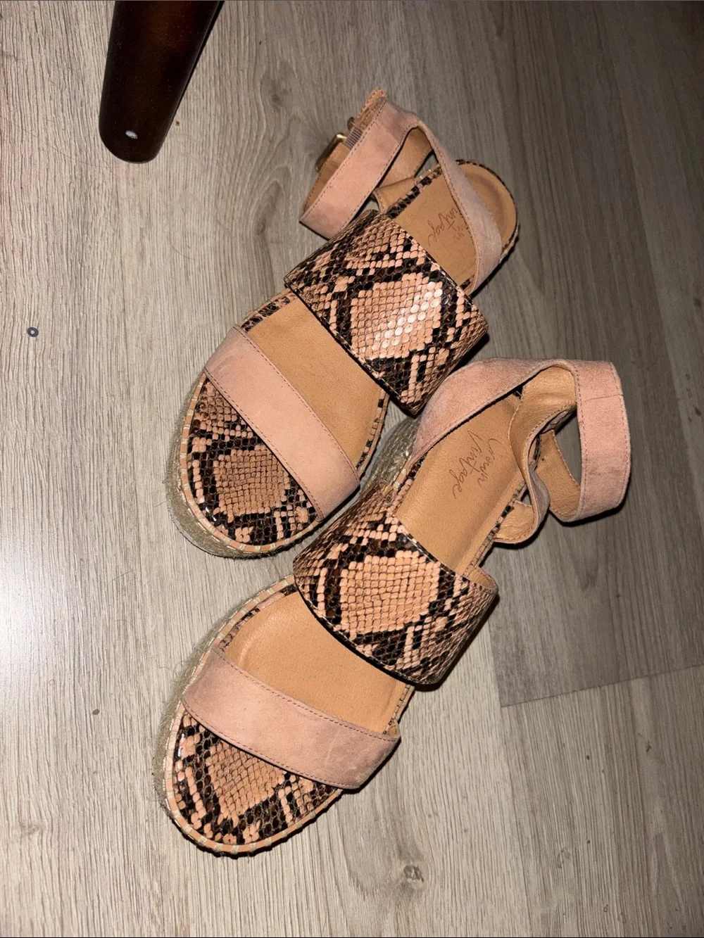 Matisse Pink Snake-Print Espadrille Sandals